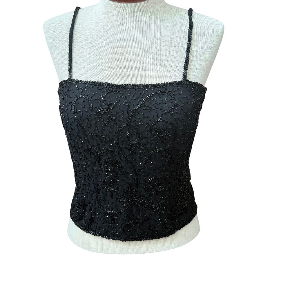 Lipstick Y2K NEW Black Beaded Tank Style Top Back Zip Beaded Fairy Grunge Medium